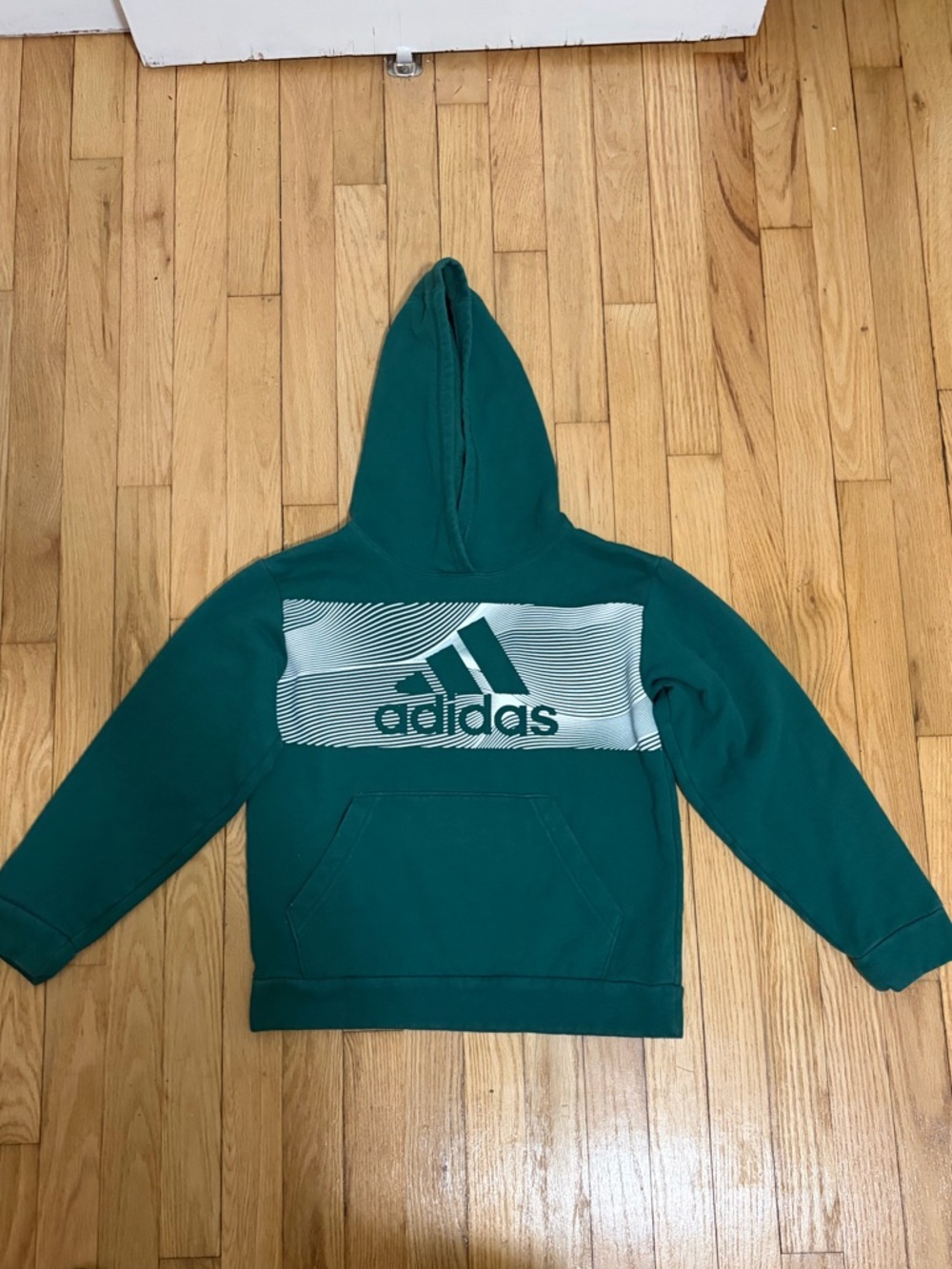 adidas Teal Hoodie with White Logo Panel